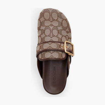 Coach Archival Buckle Clog In Signature Jacquard - Oak/Maple