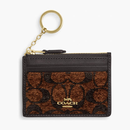 Coach Mini Skinny ID Case In Signature Chenille - Gold/Truffle