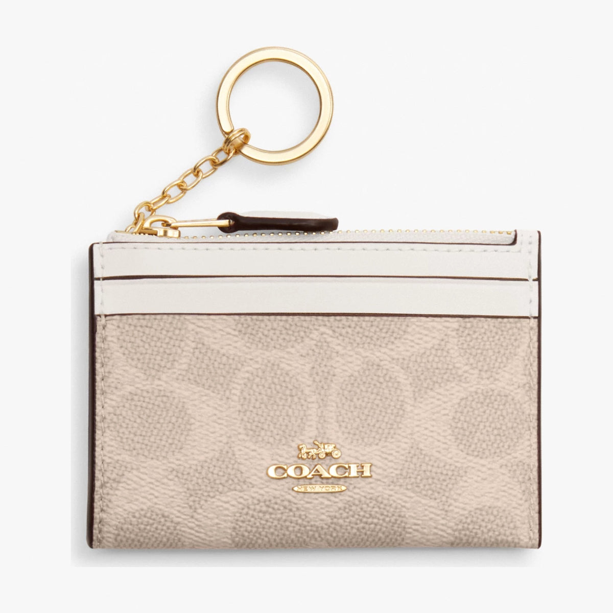 Coach Mini Skinny ID Case In Signature Canvas - Gold/Sand/Chalk