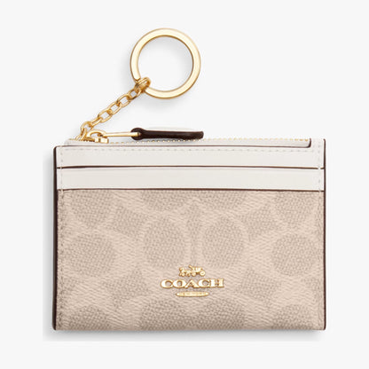Coach Mini Skinny ID Case In Signature Canvas - Gold/Sand/Chalk