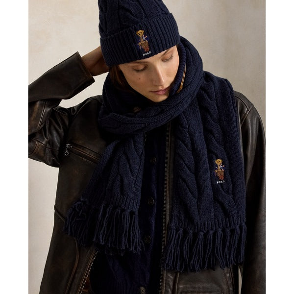 Polo Ralph Lauren Polo Bear Cable-Knit Scarf - Navy