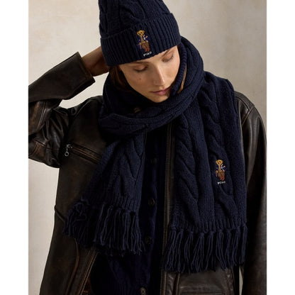 Polo Ralph Lauren Polo Bear Cable-Knit Scarf - Navy