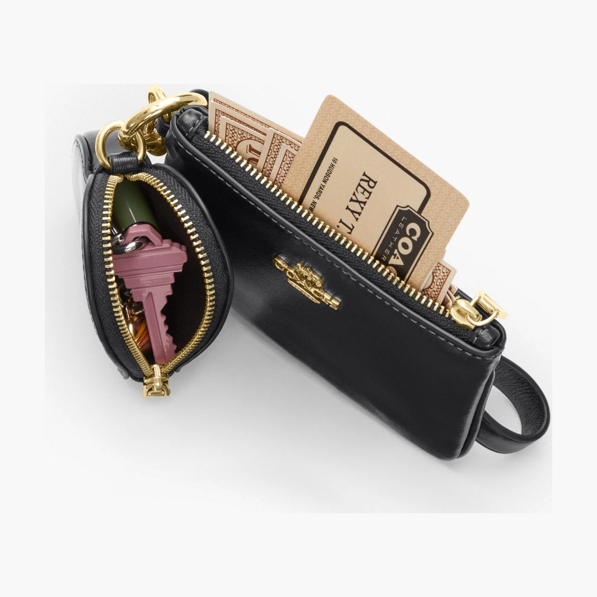 Coach Wristlet And Heart Pouch - Gold/Black
