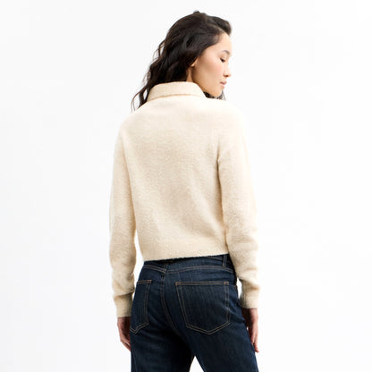 Coach Embroidered Cropped Cardigan - Ecru