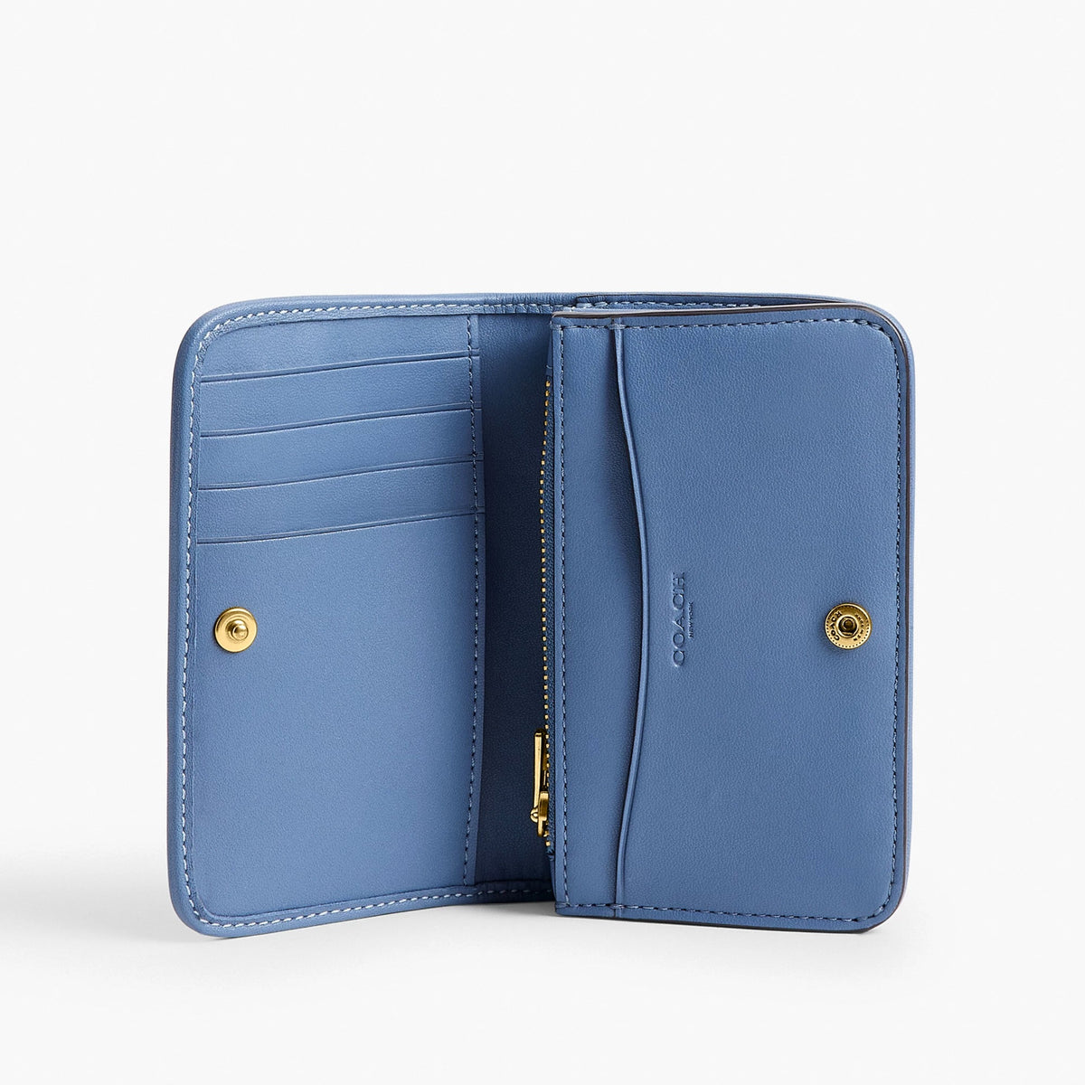 Coach Essential Slim Card Case In Regenerative Cotton Denim With Crystal Signature - Brass/Denim