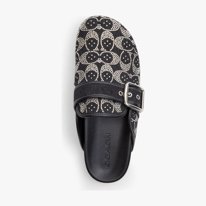 Coach Archival Buckle Clog With Crystal Signature - Black