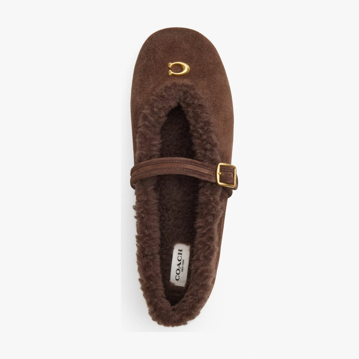 Coach Sculpted C Mary Jane In Shearling - Chocolate Brown