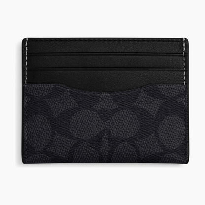Coach Slim ID Card Case In Signature Canvas - Charcoal/Black
