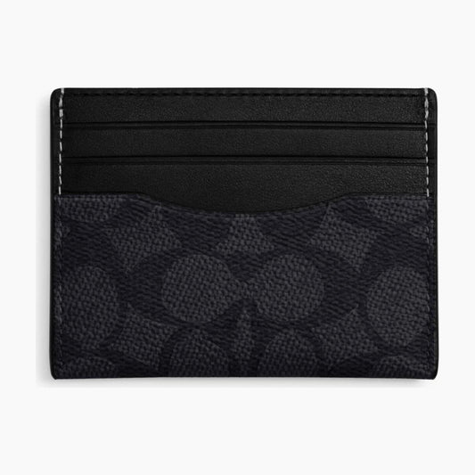 Coach Slim ID Card Case In Signature Canvas - Charcoal/Black