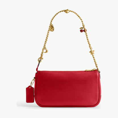 Coach Plaza Bag With Charm Chain Strap - Brass/Scarlet