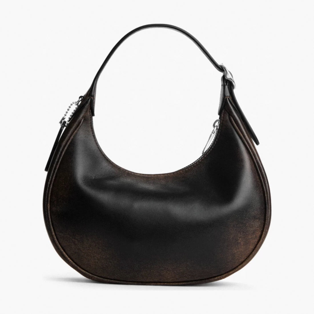 Coach Emily Shoulder Bag In Loved Leather - Silver/Black Brown