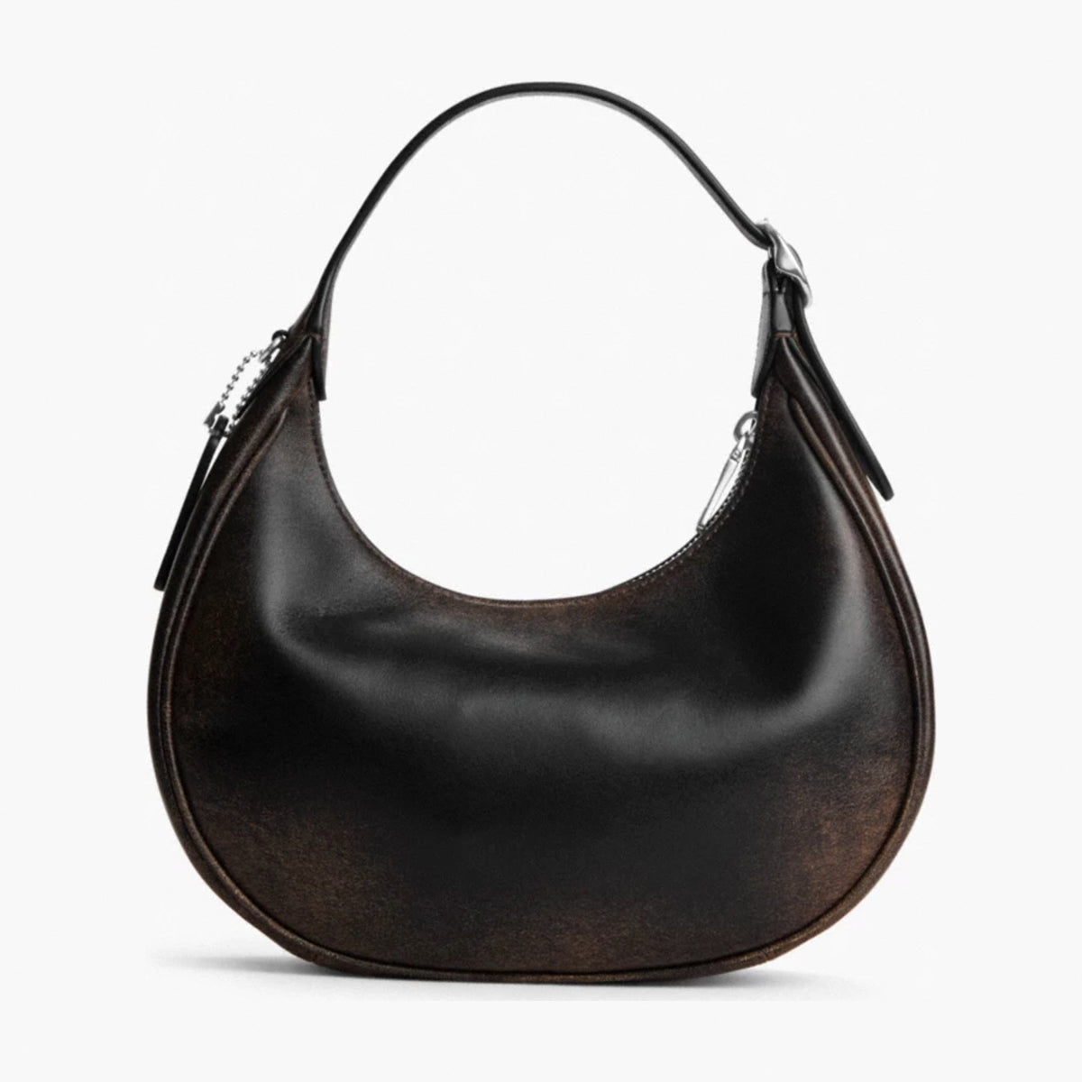 Coach Emily Shoulder Bag In Loved Leather - Silver/Black Brown