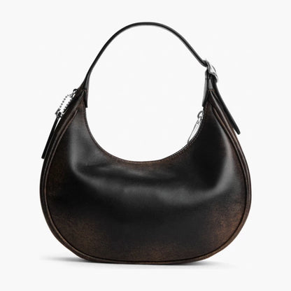 Coach Emily Shoulder Bag In Loved Leather - Silver/Black Brown
