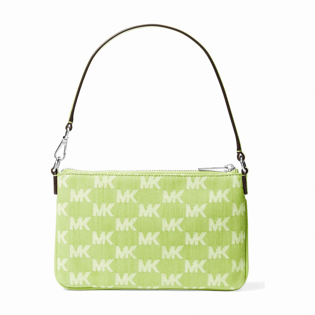 Michael Kors Jet Set Travel Small Logo Jacquard Denim Wristlet - LIME