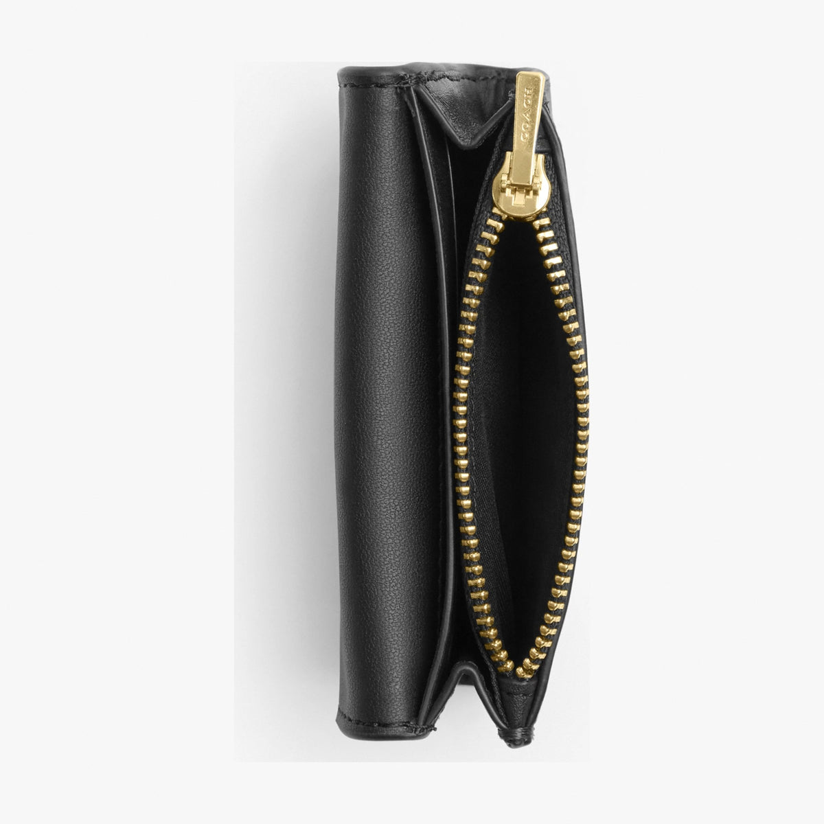 Coach Flap Card Case In Signature Canvas - Gold/Walnut/Black
