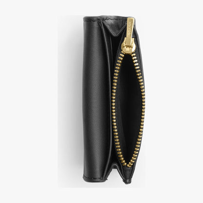 Coach Flap Card Case In Signature Canvas - Gold/Walnut/Black
