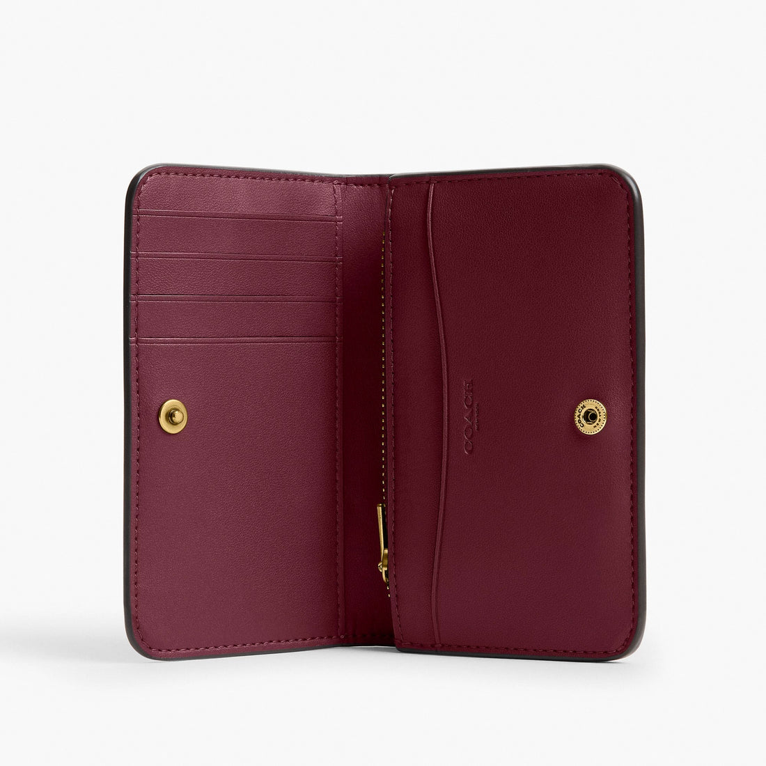 Coach Essential Slim Card Case - Brass/Dark Cherry