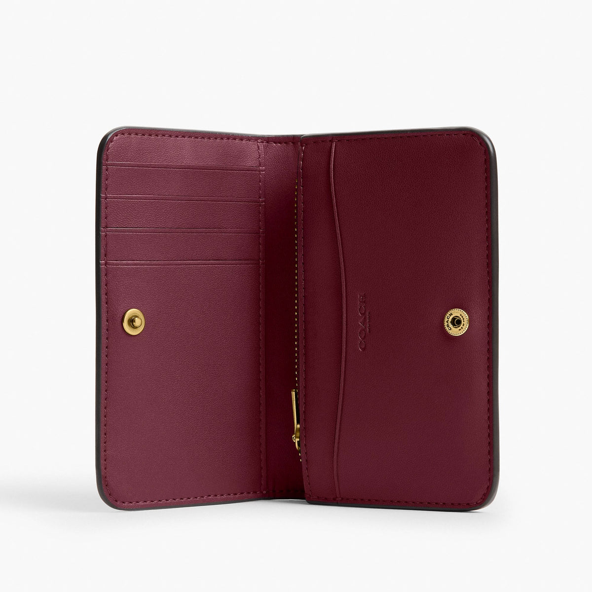 Coach Essential Slim Card Case - Brass/Dark Cherry