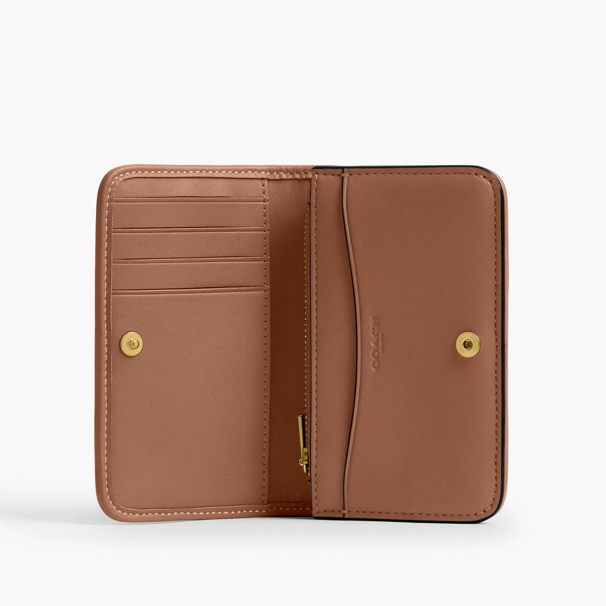 Coach Essential Slim Card Case In Crystal Signature Jacquard - Brass/Mushroom