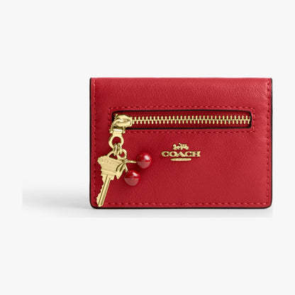 Coach Card Case With Charms - Gold/Poppy