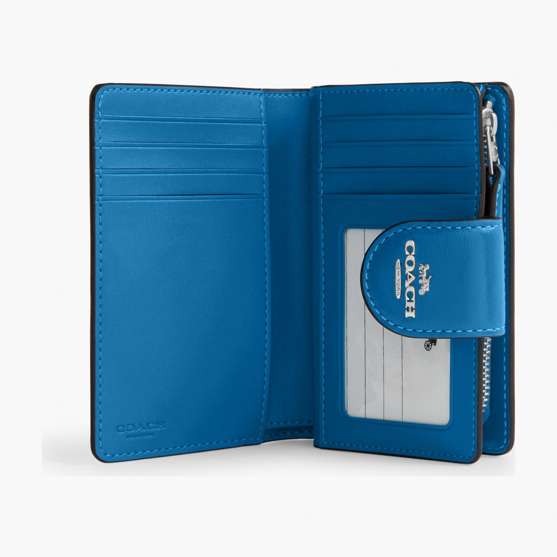 Coach Medium Corner Zip Wallet - Silver/Blue Jay