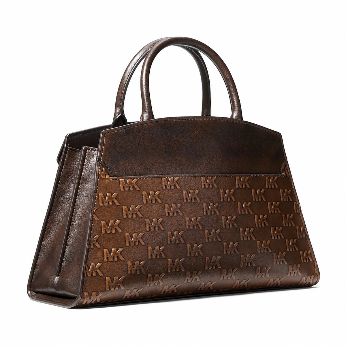 Michael Kors Greta Medium Logo Embossed Satchel - CHOCOLATE
