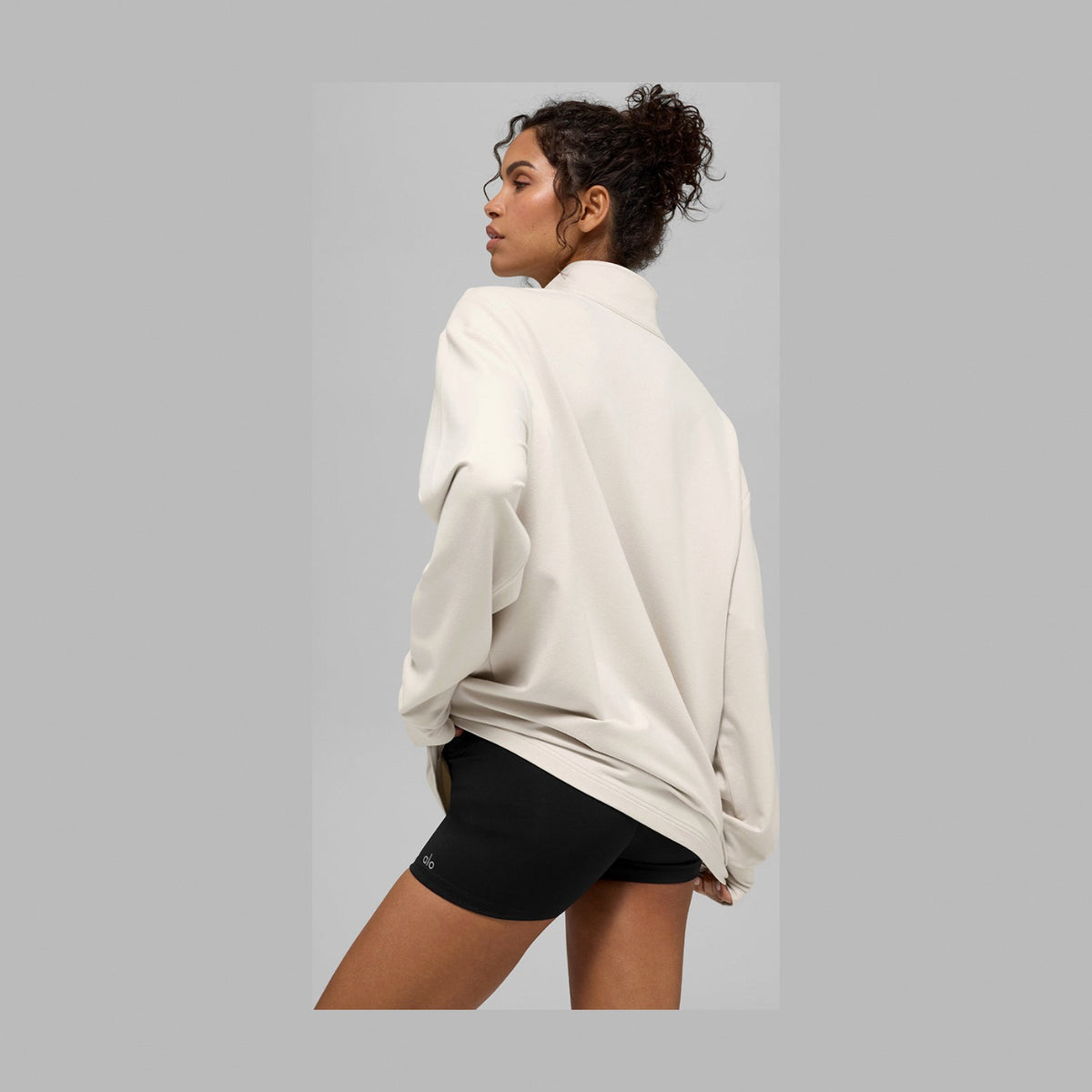 Alo Yoga Double Take Long Sleeve 1/4 Zip - Bone