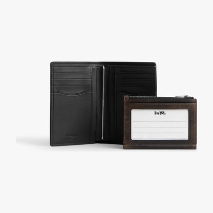 Coach 2-In-1 Wallet In Loved Leather - Silver/Black Brown