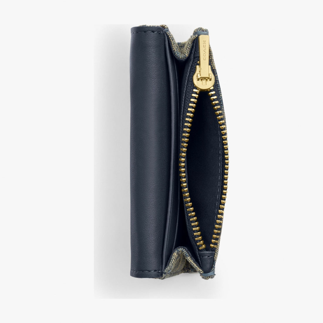 Coach Flap Card Case In Signature Regenerative Cotton Denim - Gold/Denim