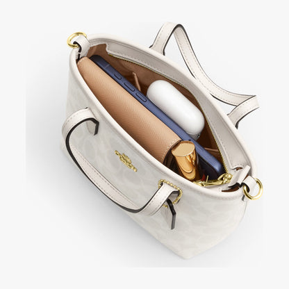 Coach City Mini Tote Bag In Signature Canvas - Gold/White/Chalk