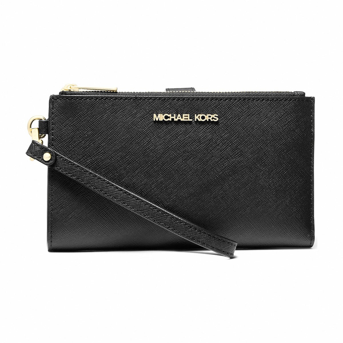 Michael Kors Jet Set Large Leather Smartphone Wristlet Wallet - BLACK