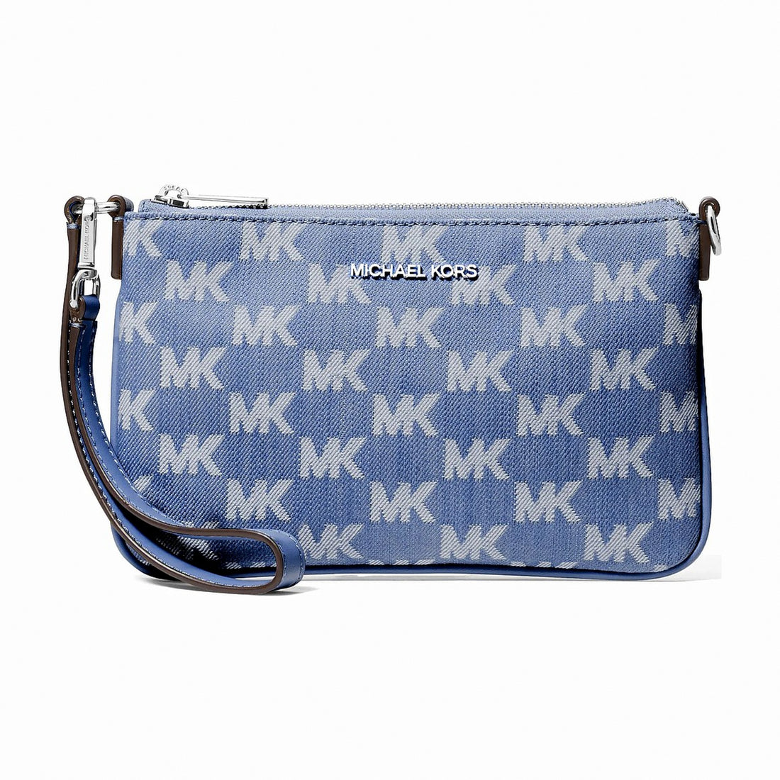 Michael Kors Jet Set Travel Small Logo Jacquard Denim Wristlet - DENIM