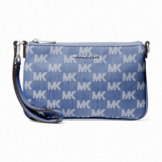 Michael Kors Jet Set Travel Small Logo Jacquard Denim Wristlet - DENIM