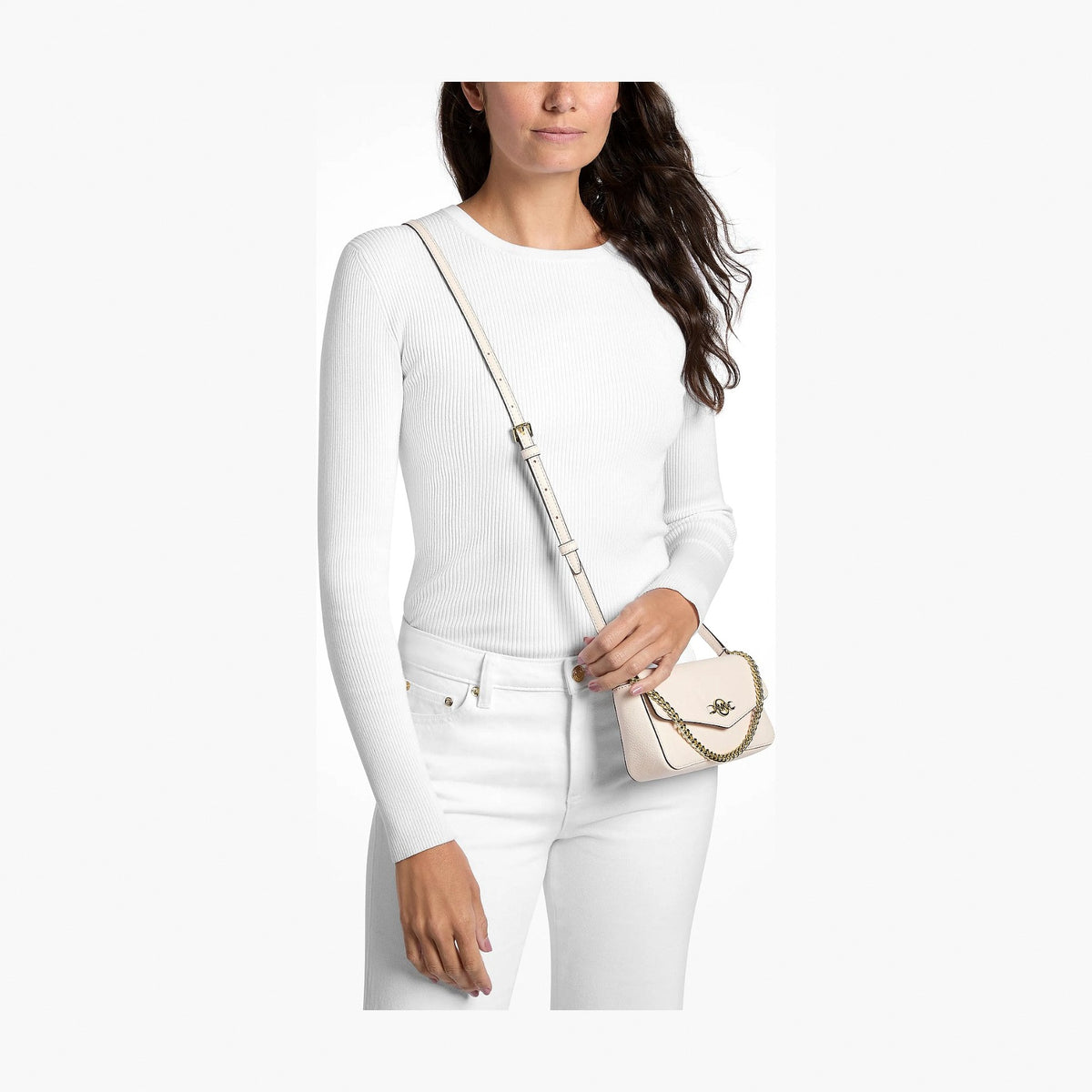 Michael Kors Kacey Extra-Small Pebbled Leather Crossbody Bag - LT CREAM