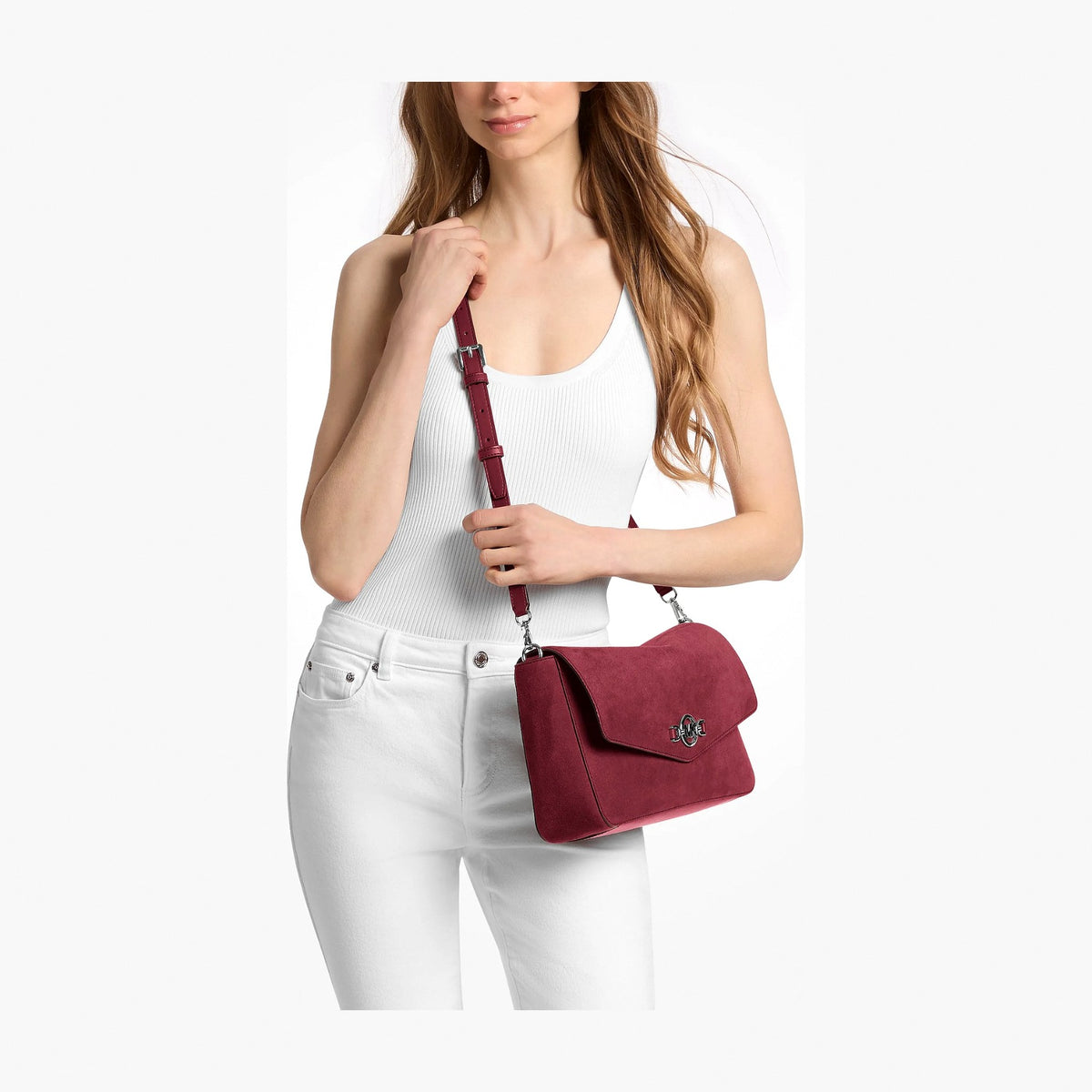 Michael Kors Kacey Large Convertible Shoulder Bag - MAROON