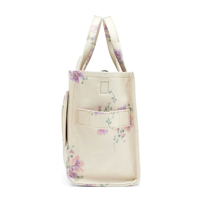 Marc Jacobs Small Tote In Antique Floral Canvas With Oversized Bow - CREAM MULTI