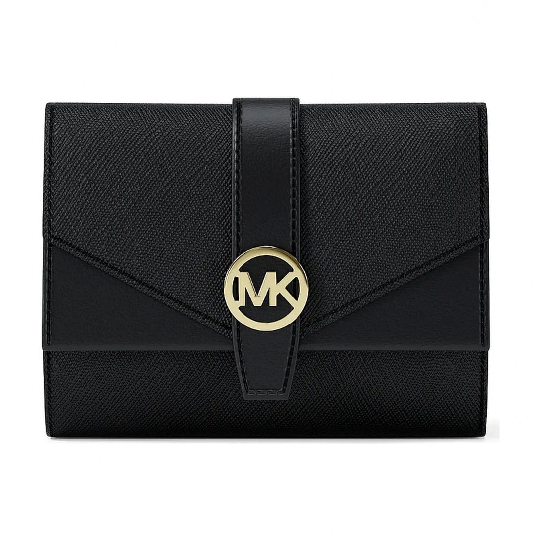 Michael Kors Greenwich Medium Saffiano Leather Trifold Wallet - BLACK