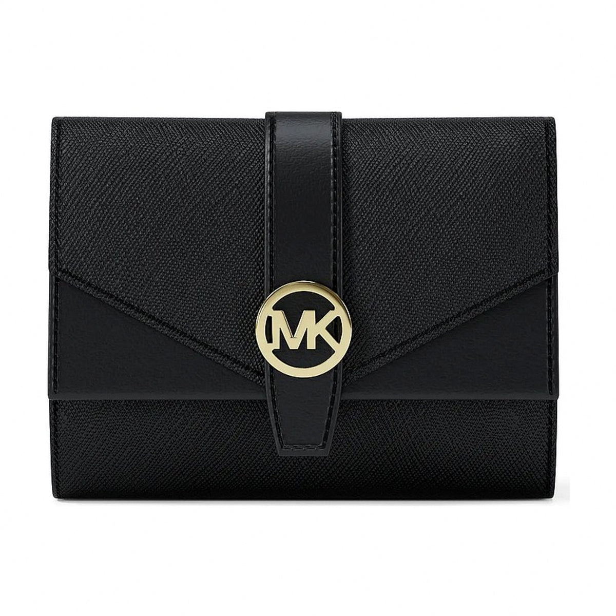 Michael Kors Greenwich Medium Saffiano Leather Trifold Wallet - BLACK