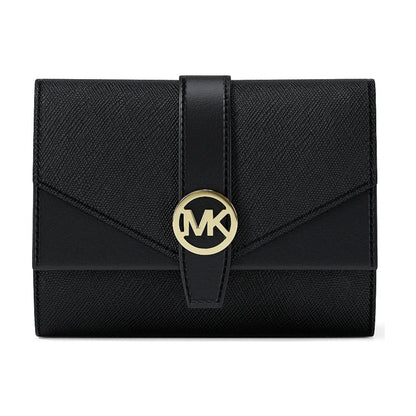 Michael Kors Greenwich Medium Saffiano Leather Trifold Wallet - BLACK