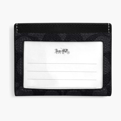Coach Slim ID Card Case In Signature Canvas - Charcoal/Black