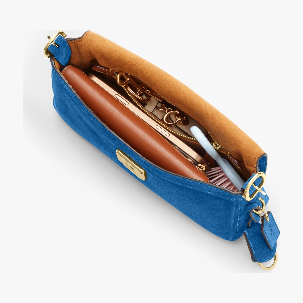 Coach Etta Small Flap Shoulder Bag - Gold/Blue Jay