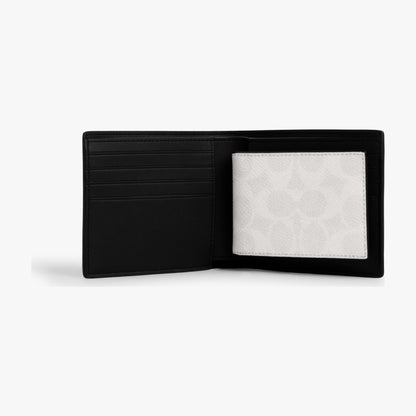 Coach 3-In-1 Wallet In Signature Canvas - Chalk & Black