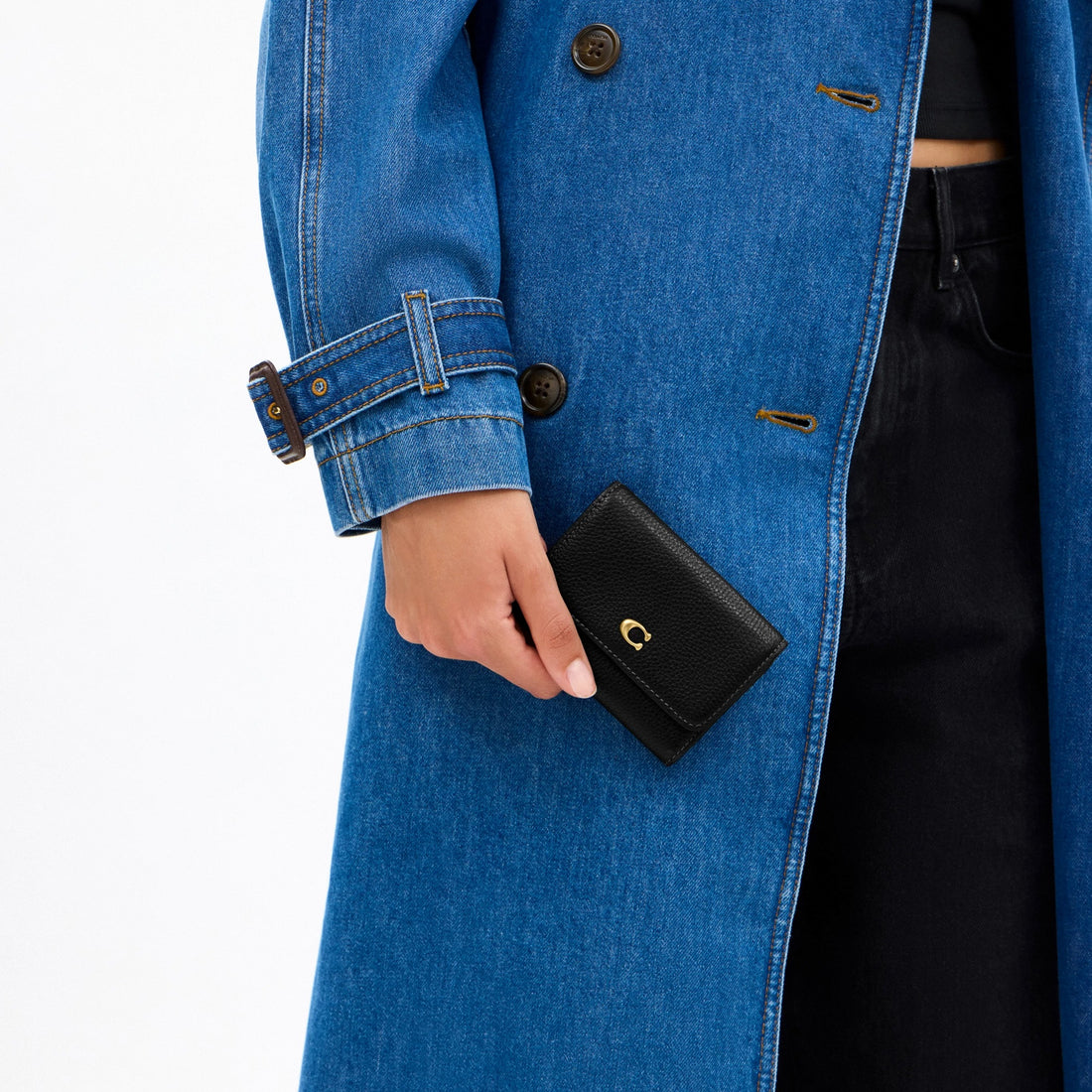 Coach Essential Flap Card Case - Brass/Black