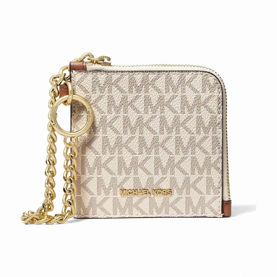 Michael Kors Jet Set Travel Signature Logo Chain Wallet - VANILLA