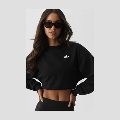 Alo Yoga Cropped Accolade Crewneck - Black