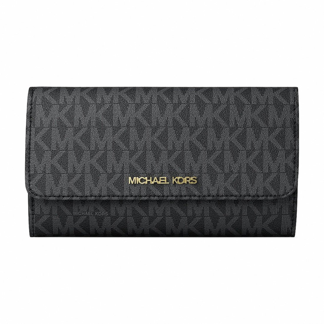 Michael Kors Jet Set Large Logo Tri-Fold Wallet - BLACK