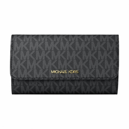 Michael Kors Jet Set Large Logo Tri-Fold Wallet - BLACK