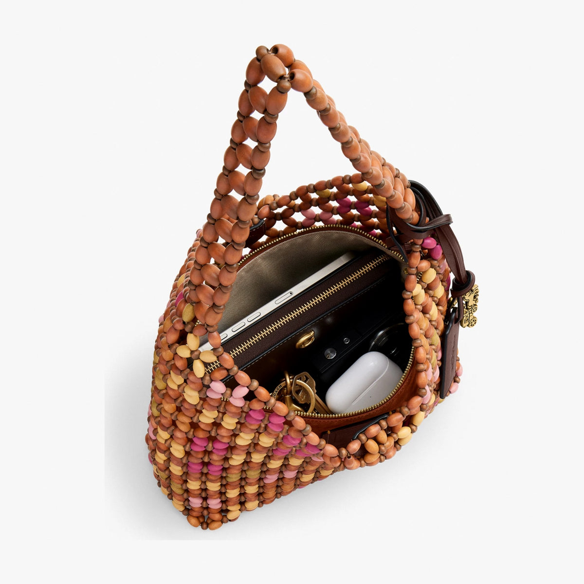 Coach Brooklyn Shoulder Bag 28 With Wooden Beading - Brass/Maple Multi