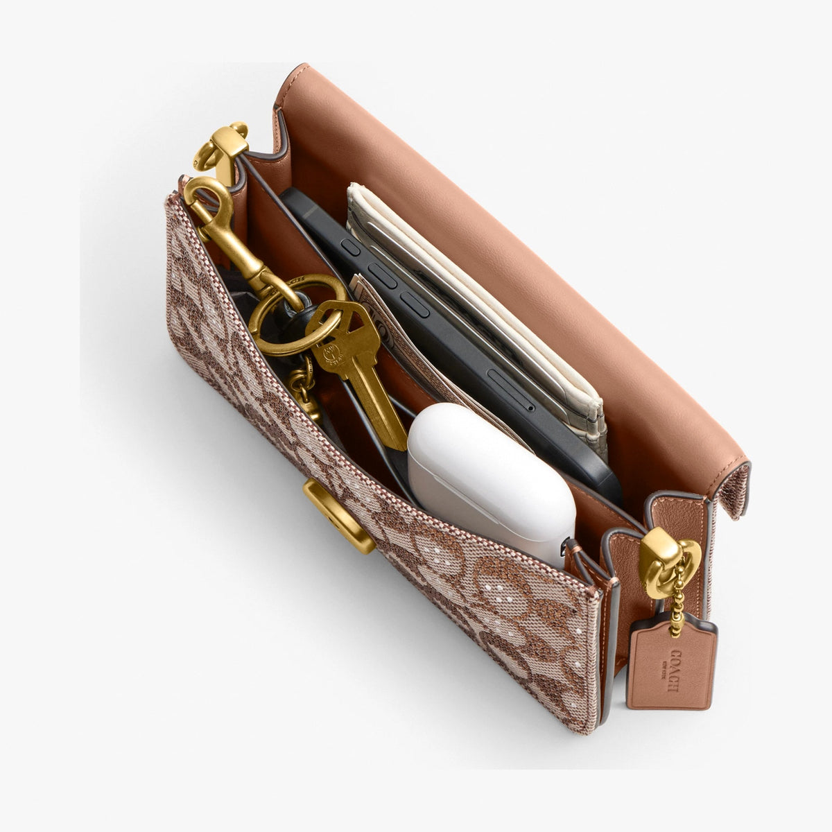 Coach Soft Tabby Shoulder Bag 20 In Crystal Signature Jacquard - Brass/Mushroom