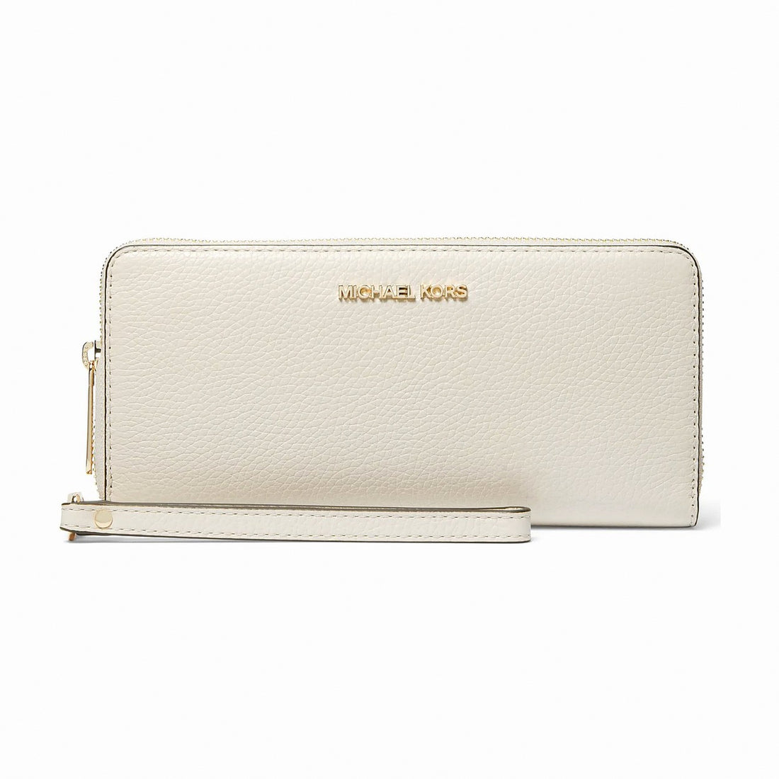 Michael Kors Jet Set Travel Large Pebbled Leather Wristlet - LT CREAM